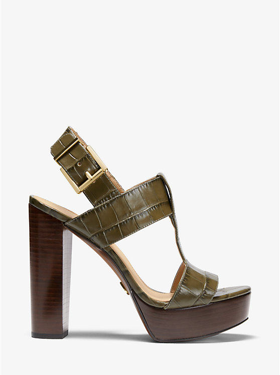 Becker Crocodile-Embossed Leather Platform Sandal image number 1