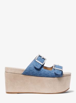 Delilah Logo and Suede Flatform Sandal Michael Kors