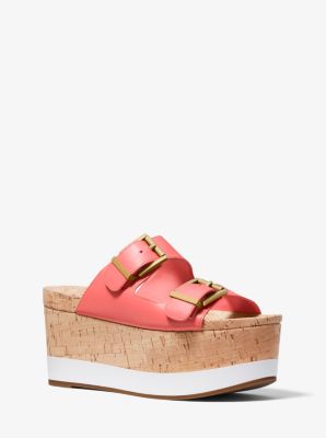 Delilah Leather and Cork Flatform Sandal Michael Kors Canada