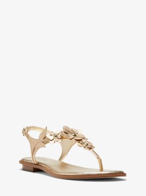 Flora Appliqu Metallic Leather Sandal Michael Kors Canada