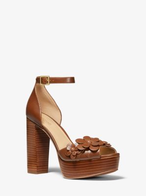 Flora Appliqué Leather Platform Sandal | Michael Kors