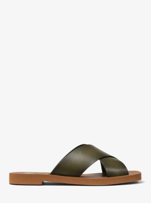 Michael michael kors glenda leather and logo sales slide sandal