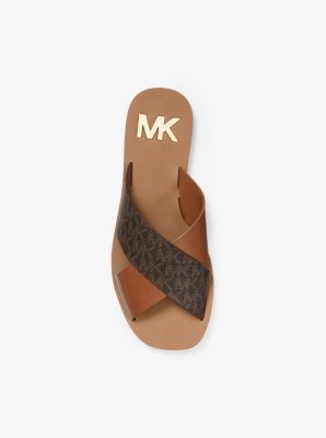 Glenda Leather And Logo Slide Sandal 