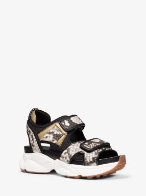 Harvey Python Embossed Leather and Canvas Sport Sandal Michael Kors