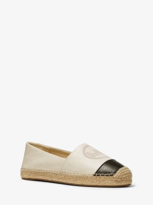 michael kors kendrick slip on black leather espadrille
