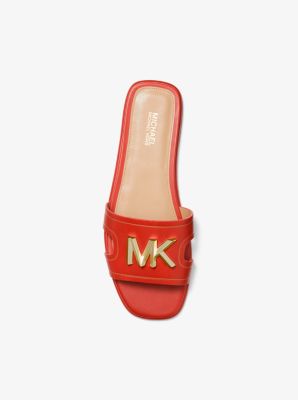 red michael kors slides