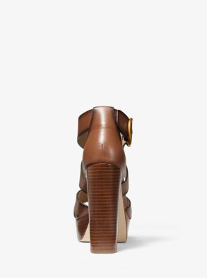 Leia Burnished Leather Platform Sandal Michael Kors