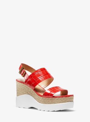 Rhett Crocodile Embossed Leather Wedge Sandal Michael Kors Canada