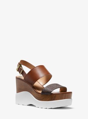 michael kors brown wedge sandals