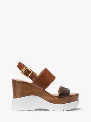 Rhett Logo and Leather Wedge Sandal Michael Kors Canada