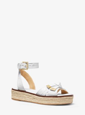 Ripley Crocodile Embossed Leather Espadrille Sandal Michael Kors