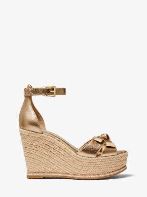 Ripley Metallic Leather Wedge Sandal Michael Kors