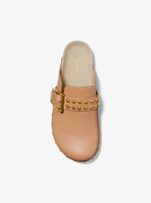 Michael kors robin studded leather and logo clog new arrivals