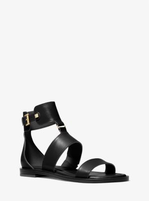 Women's MICHAEL Kors Mallory Thong Sandal Black Vachetta Leather