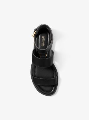 Women's MICHAEL Kors Mallory Thong Sandal Black Vachetta Leather