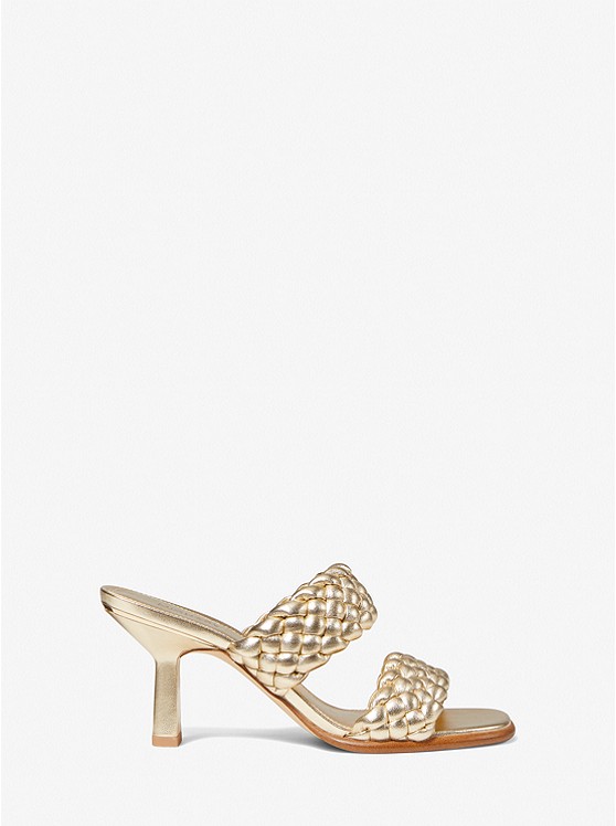 Amelia Metallic Braided Faux Leather Mule Pale Gold