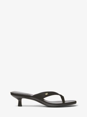 Women's MICHAEL Kors Mallory Thong Sandal Black Vachetta Leather