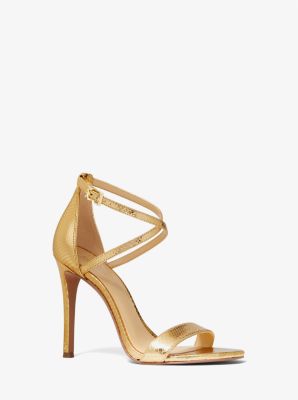 Antonia Metallic Python Embossed Leather Sandal Michael Kors