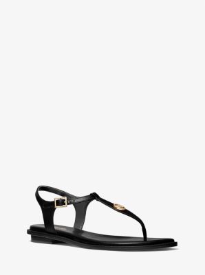 Women's MICHAEL Kors Mallory Thong Sandal Black Vachetta Leather