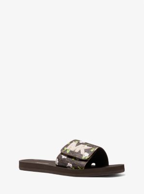 MK Printed Logo Slide Sandal | Michael Kors