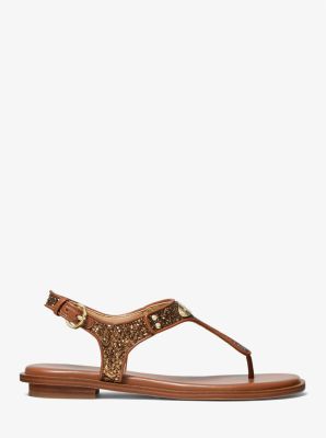 Sandale scintillante &agrave; plaque &agrave; logo in BRONZE | Michael Kors