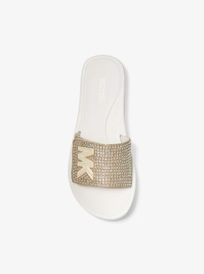 Embellished Platform Slide Sandal in PALE GOLD | Michael Kors