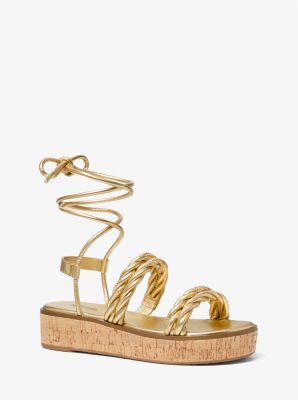 Marina Metallic Woven Lace Up Sandal Michael Kors