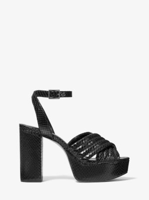 Royce Quilted Python Embossed Leather Platform Sandal
