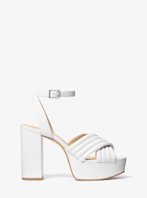 Royce Quilted Leather Platform Sandal in OPTIC WHITE | Michael Kors
