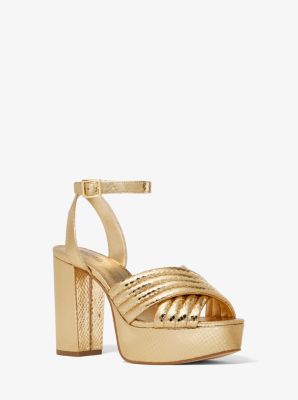 Royce Quilted Metallic Python Embossed Leather Platform Sandal image number 0