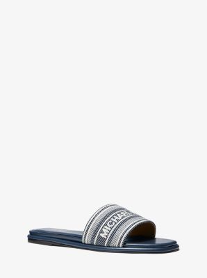 Sadler Striped Logo Jacquard Slide Sandal | Michael Kors