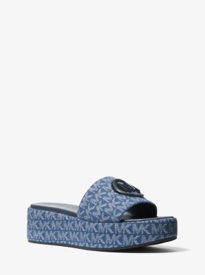 Sadler Logo Jacquard Wedge Sandal | Michael Kors Canada