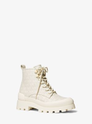 Michael Kors Women's Logo Jacquard Payton Combat Boots