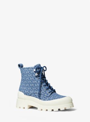 Michael Kors Women's Logo Jacquard Payton Combat Boots