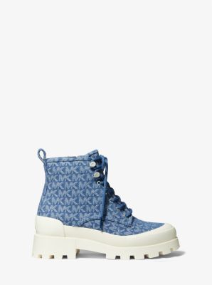 Michael Kors Kids Monogram-Print Lace-Up Boots