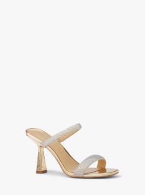 Clara Embellished Metallic Snake Embossed Sandal Michael Kors