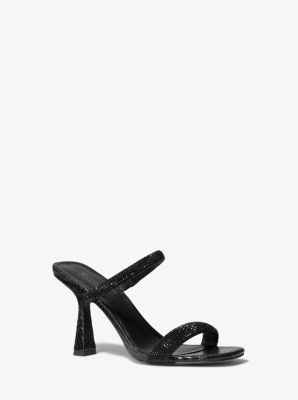 Michaelkors Clara Embellished Snake Embossed Sandal,BLACK