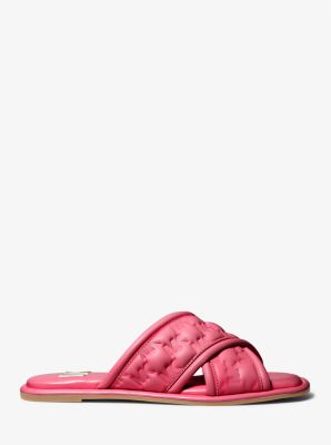Gideon Logo Embossed Faux Leather Slide Sandal Michael Kors Canada