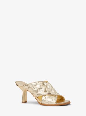 Gideon Logo Embossed Metallic Mule | Michael Kors