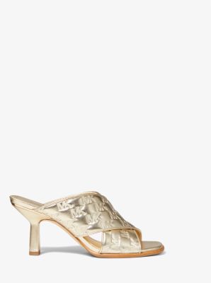 Gideon Logo Embossed Metallic Mule | Michael Kors