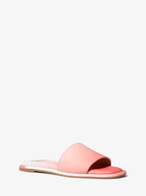 Logo Plate Leather Sandal Michael Kors