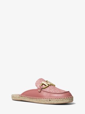 Izzy Logo and Leather Loafer Slide in ROSE | Michael Kors