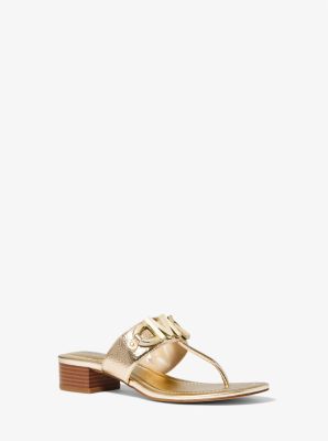 Izzy Logo Embellished Metallic Faux Leather Sandal image number 0