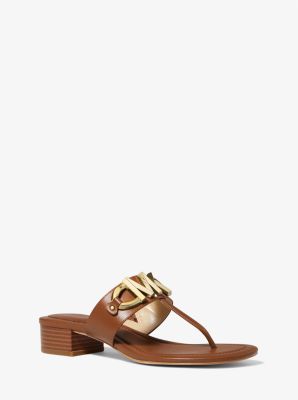 Izzy Logo Embellished Leather Sandal | Michael Kors