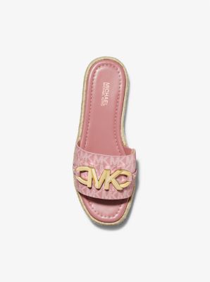 Izzy Embellished Logo Slide Sandal in ROSE | Michael Kors