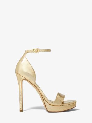 Jordyn Metallic Snake Embossed Leather Platform Sandal image number 1