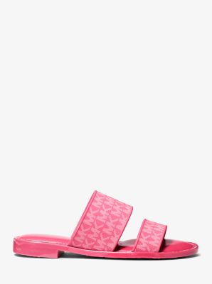 ✨MKブランディ✨ Brandy Metallic Striped Logo Slide Sandal | Michael Kors [US]