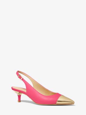 Kadence Leather Cap-Toe Slingback Mid Pump