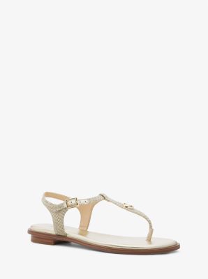 Mallory Glitter Chain-Mesh T-Strap Sandal | Michael Kors Canada