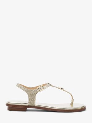 Mallory Glitter Chain Mesh T Strap Sandal Michael Kors